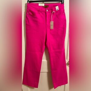 NWT! Judy Blue High Waist Garment Dyed Straight Pants - Hot Pink 14W